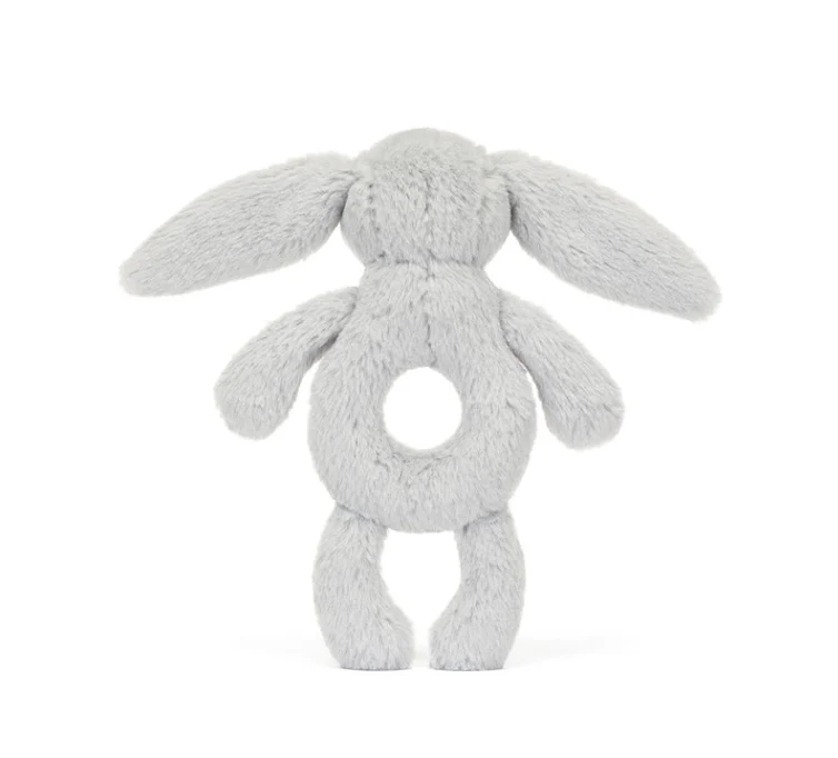 Bashful Grey Bunny Ring Rattle - Image 3